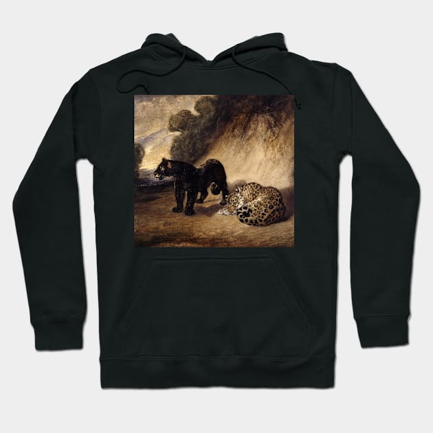 Two Leopards from Peru by Antoine-Louis Barye Hoodie by Amanda1775